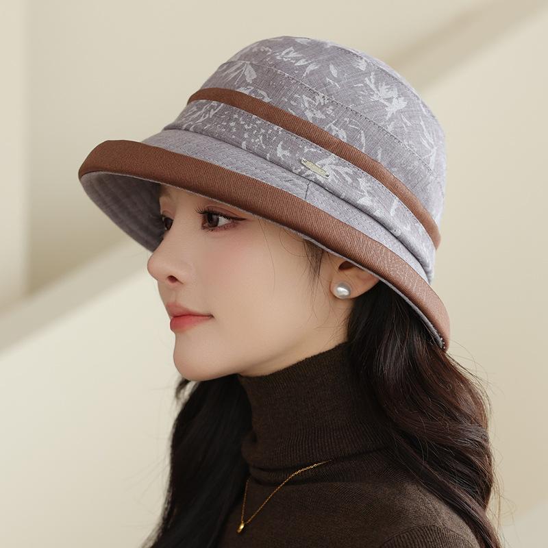 

Шляпа Женская Весна и Осень Досуг Пожилой Человек Панама Для Пожилых Новая Теплая Шляпа-Ведро Тканевая Шляпа one size серый