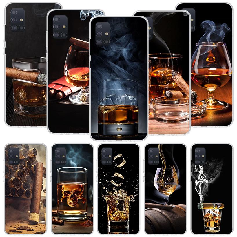 Cigar Whiskey Ice Drink Phone Case For Samsung Galaxy A52 A32 A22 A12 A02S A50S A30S A51 A31 AA71 Note 20 Ultra 10 S10 Plus Gala
