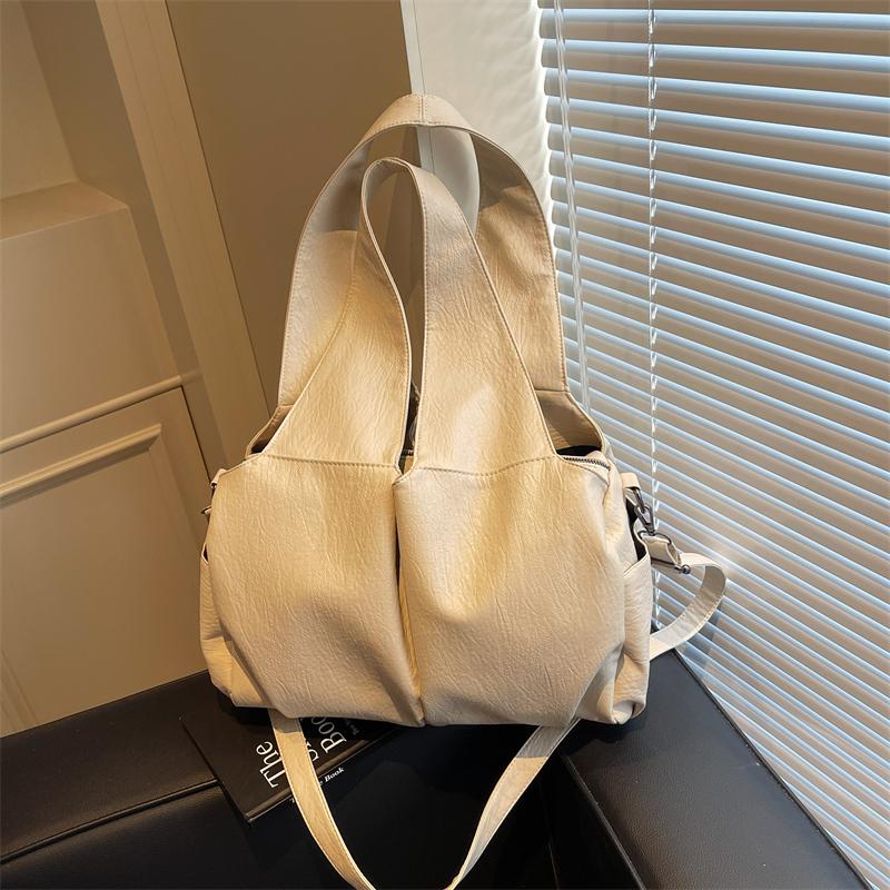 Prosta torebka damska na ramię w jednolitym kolorze, torebka o dużej pojemności, torba tote z miękkiej skóry PU, damska torebka codzienna, nowy styl