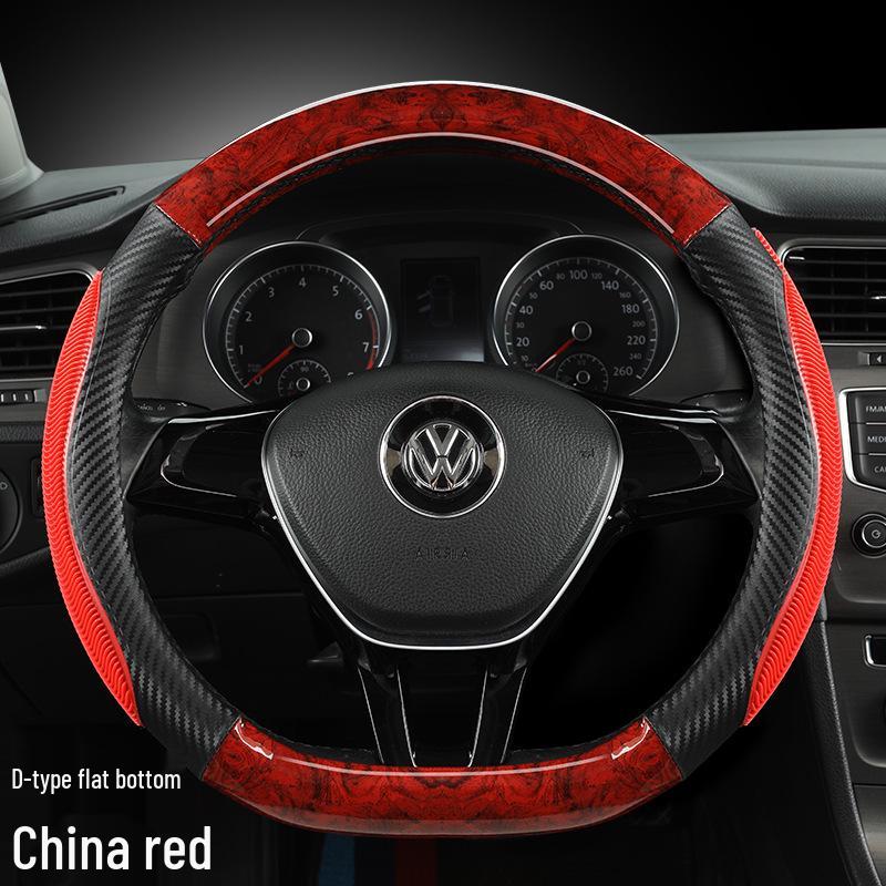 

Steering Wheel Cover with Wood Grain & Carbon Fiber Trim for Volkswagen Sagitar & Magotan 38 cm