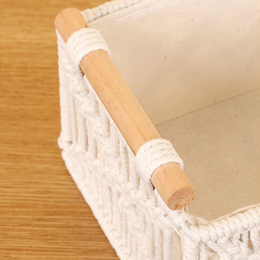 Cotton Rope Macrame Organizer Box Decorative Woven Storage Basket Desktop