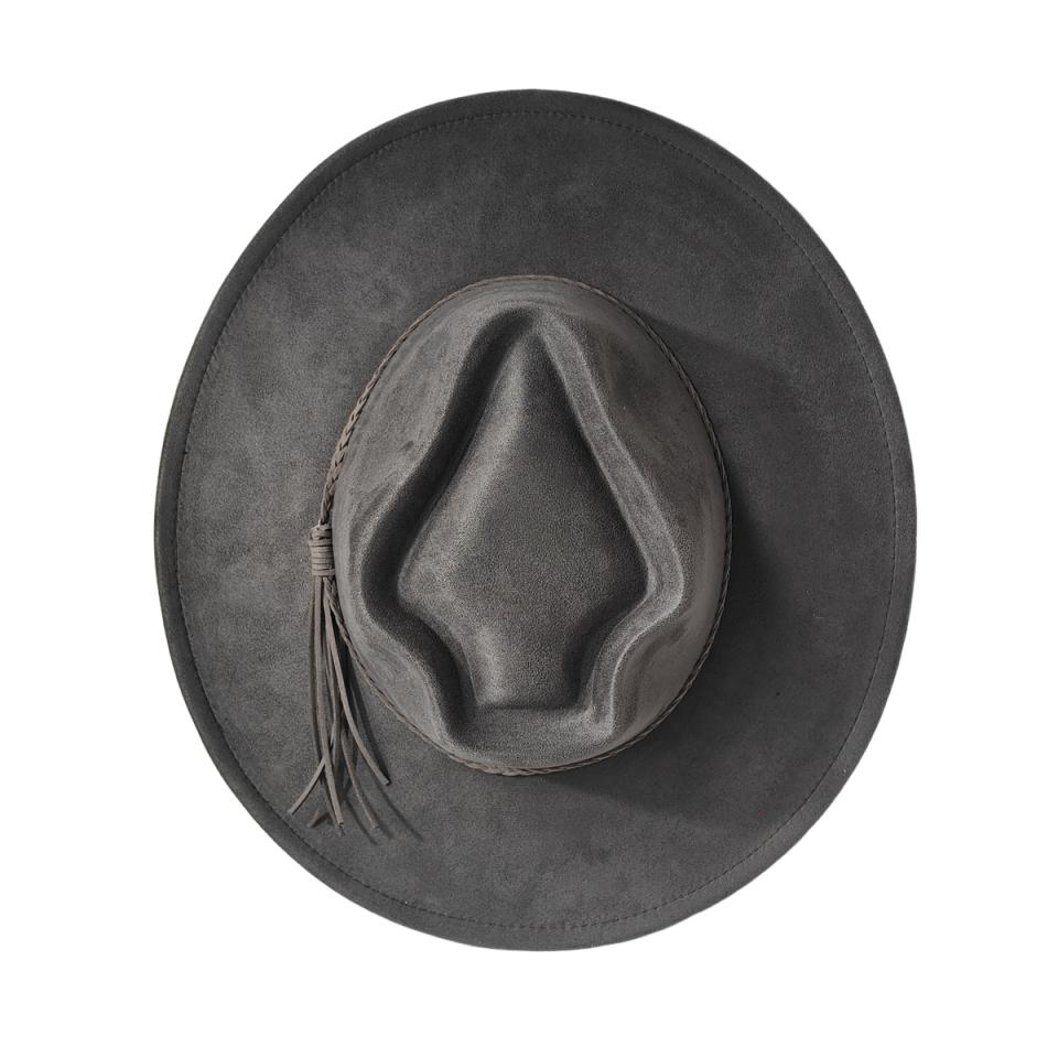 Retro Arrow Top Vegan Suede Hat 9Cm Wide Brim Fedora Hat For Women Men Bohemian Style Panama Hat Rancher Hat