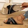 Sandals 2025 Summer European and American New Flat-bottomed Casual Cross-zipper Decorative Men's and Women's Flat-bottomed Slippers