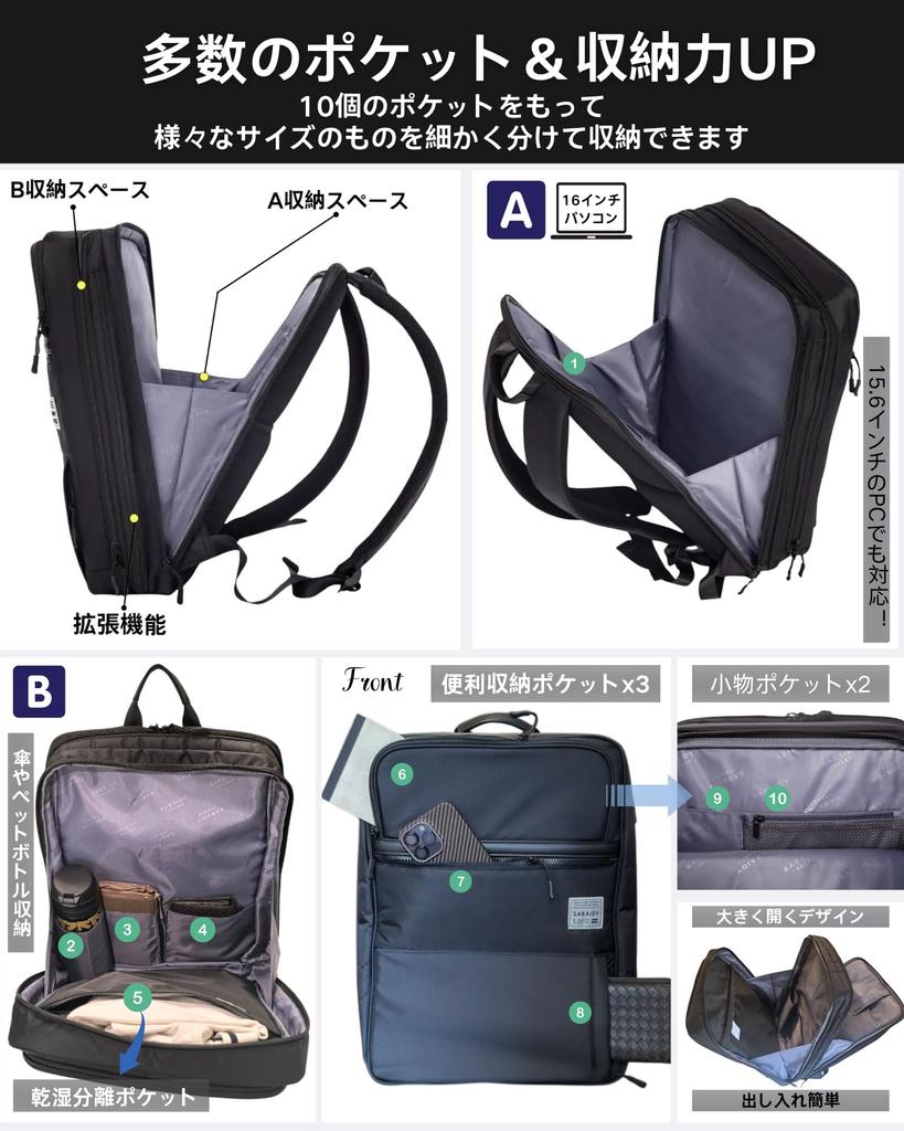 Mochila de Negócios YCD [Expansível com Reforço, Bolso de 2 Camadas para Armazenamento Multifuncional] Mochila de Trabalho para Homens, Leve, Grande Capacidade,