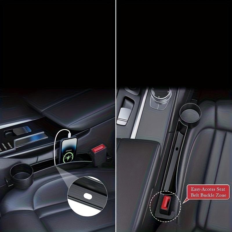 2-Piece Car Seat Storage Organizer, Upgraded Side Seat Filler Combines storage box, cup holder, and hook functions in one Fits b