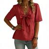 Women's Short-sleeved -color V-neck Stylish Top