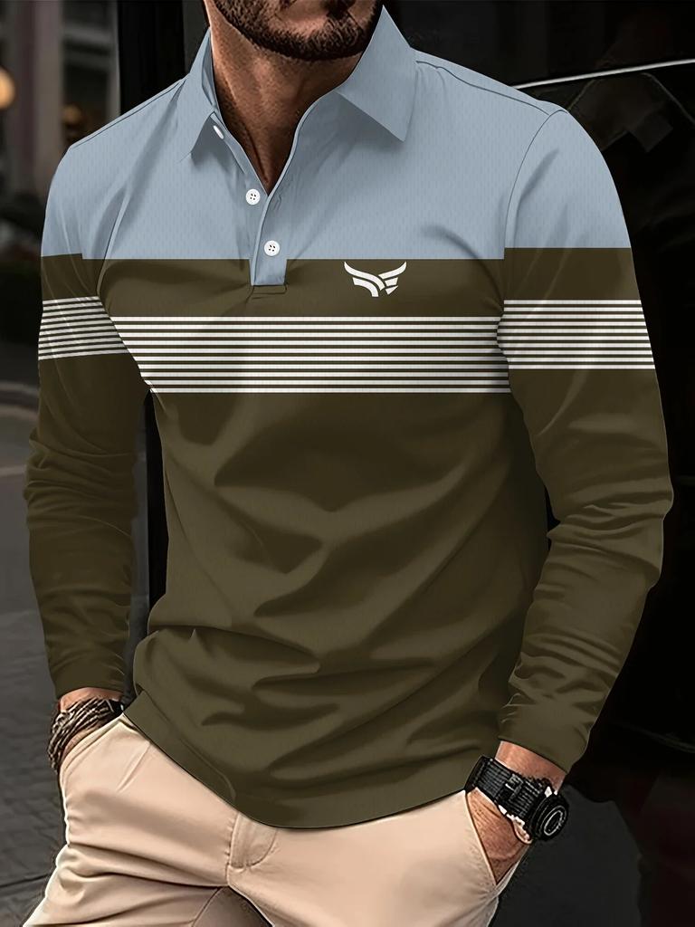 Elegante polo a maniche lunghe con dettagli a righe, perfetta per l'abbigliamento casual di tutti i giorni.