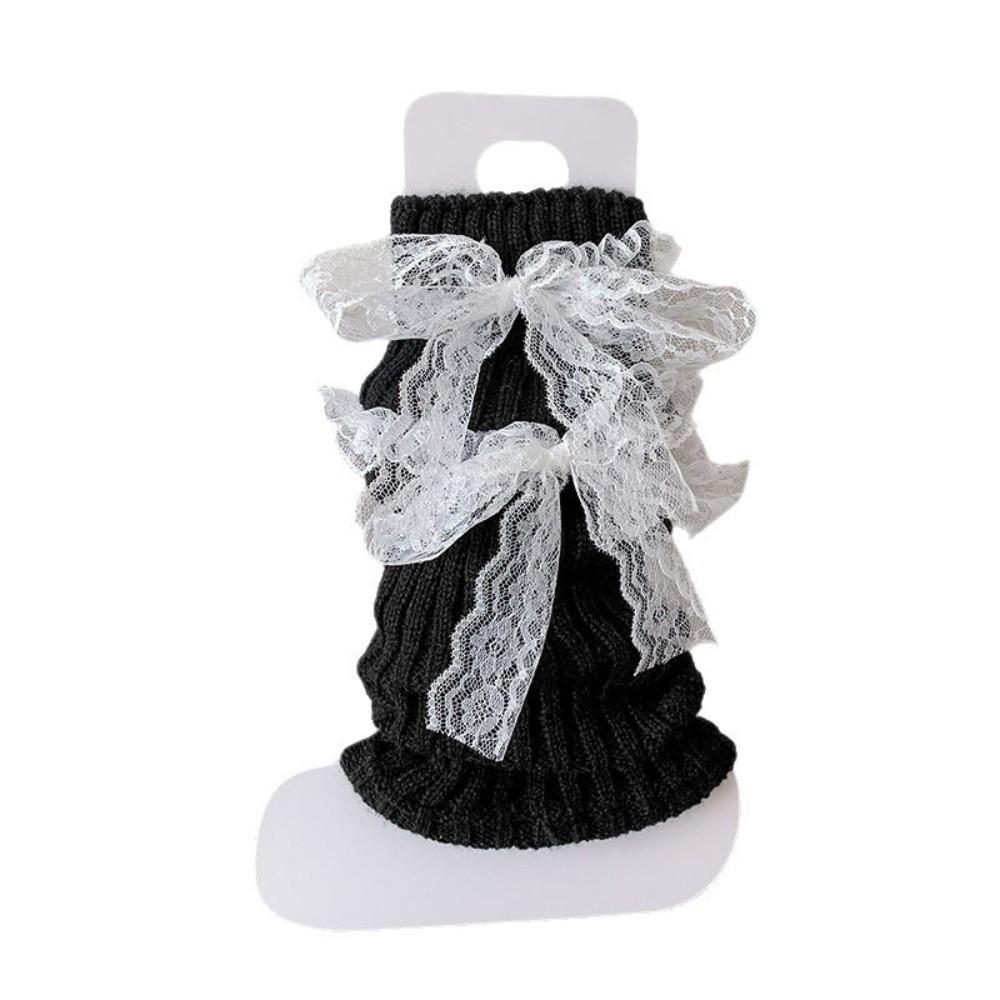 Lace Trim Slouch Socks Knit Design Ruffled Leg Covers Cozy Knit Leg Warmers  For Women