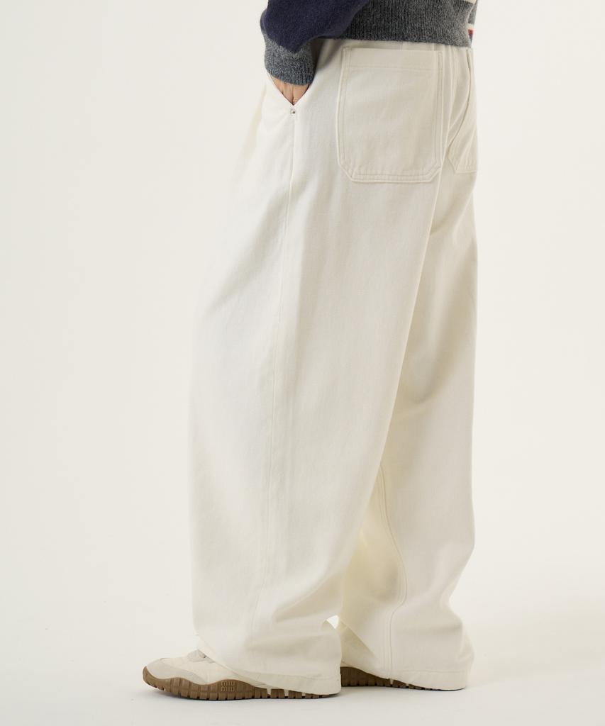 UNKNOWN PLANET Single-Pleat Wide Brushed Cotton Pants White