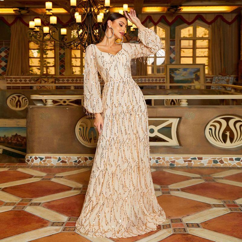 Sequin Dress Party Evening Dress Women Plus Size Birthday Party Wedding Dress Gold M