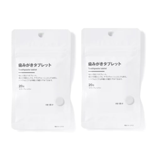 [2 Bags] Lemon Flavor Toothpaste Tablets, 20 Tablets x 2 Bags, Chewable Foaming Mouthwash Tablets, Portable, Oral Care, Bad Breath Relief, Made in Jap