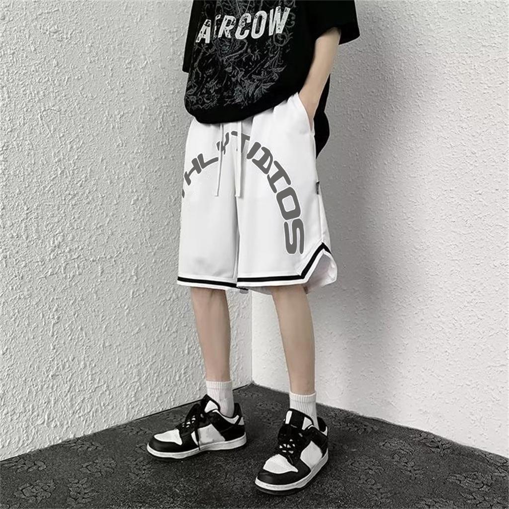 Men's Casual Loose Fit Graphic Print Sports Shorts with Elastic Waistband, Breathable Summer Wear