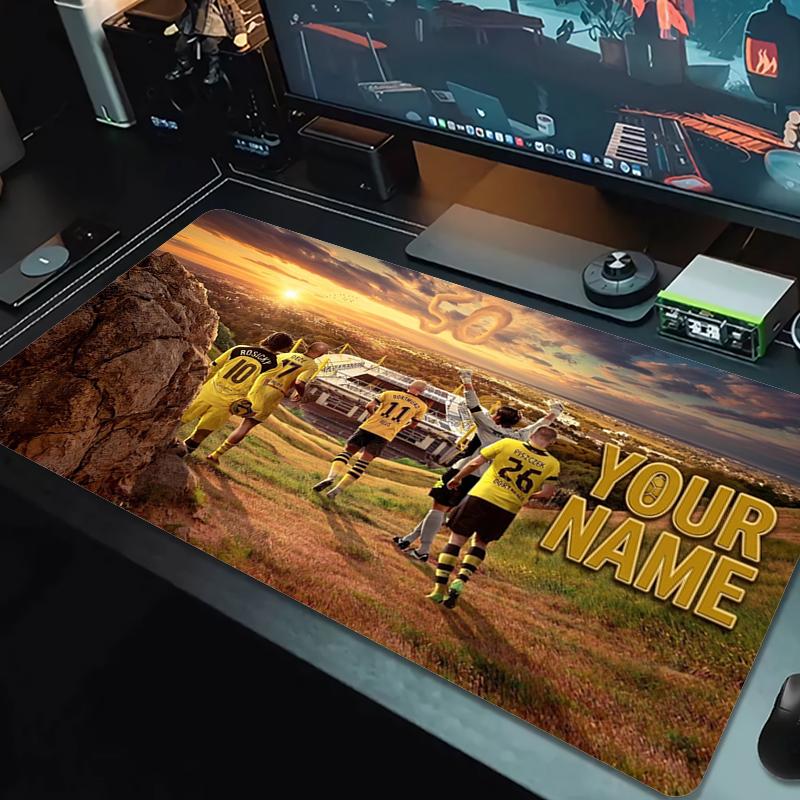 Custom Name Borussia Dortmund Mouse Pad Large Gaming Table Cushion Nonslip Laptop Tablet Big Mousepad Xxl Mat Mini Pc Playmat With Lock Edge