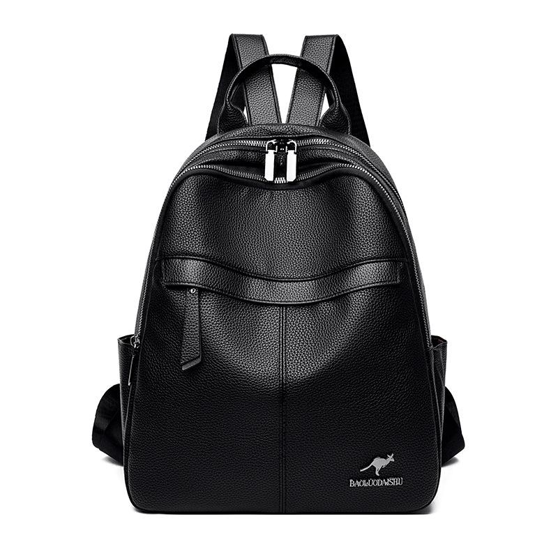Double-shoulder Bag, Large-capacity Student Schoolbag, Simple Soft Leather Travel Bag for Women