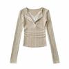 Gray Two-Piece Lace Knit Sweater for Women - Long-Sleeved Autumn Slim Base Layer Top