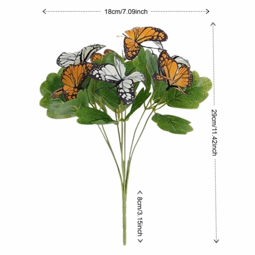 7 Head Artificial Butterfly Flowers Colorful Branches Included Fake Butterfly Bouquet Waterproof Realistic Flower Bouquet