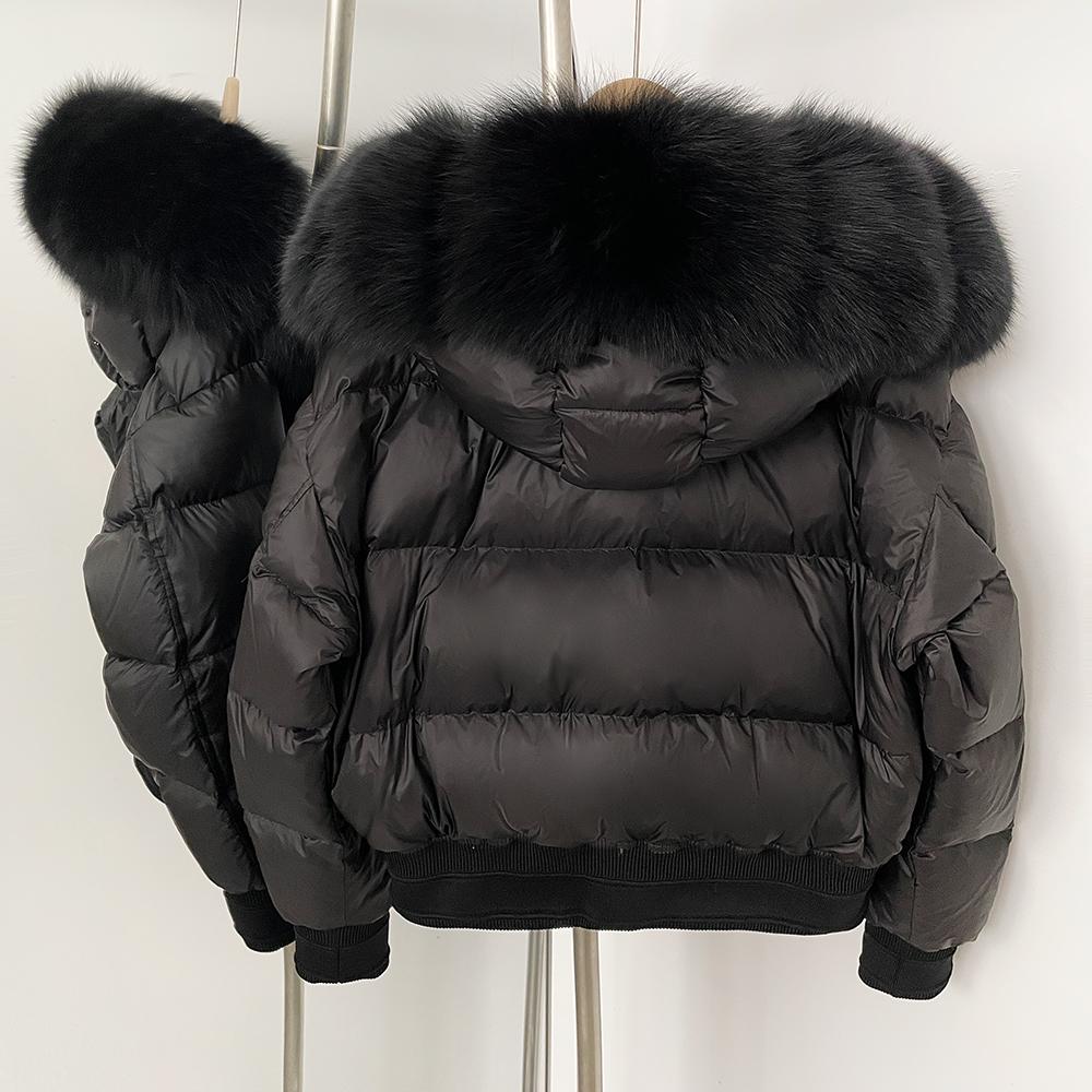 OFTBUY Hooded Thickened Warm Fluffy Puffer Jacket Women New Winter Real Fox Fur Top Clothing Natural Fur White Duck Down Coat