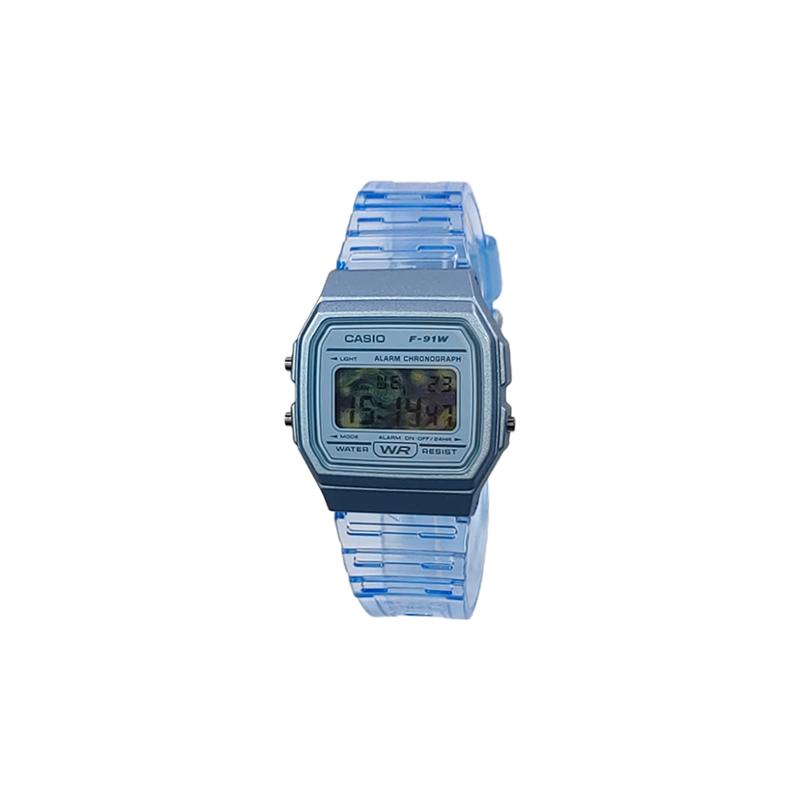 CASIO Customized watch modified series Van Gogh Starry Night oil painting watch mirror blue resin case F-91WS-2(Watch5-GaiZhuang-XingXuanJingPo)