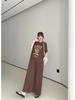 2026 Summer Fashion Women's Loose Short Sleeve Printed T-Shirt Dress - Over the Knee