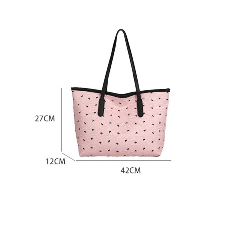 Retro Shopper Shoulder Bags for Women Large Capacity Tote Bag New Designer Bow Print Purses and Handbags KTB