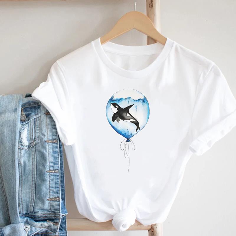 Sweet Beach 90s Tee Top Fashion T Shirt Lovely Style Clothing Casual Short Sleeve Women Print Lady Female Graphic T-shirt