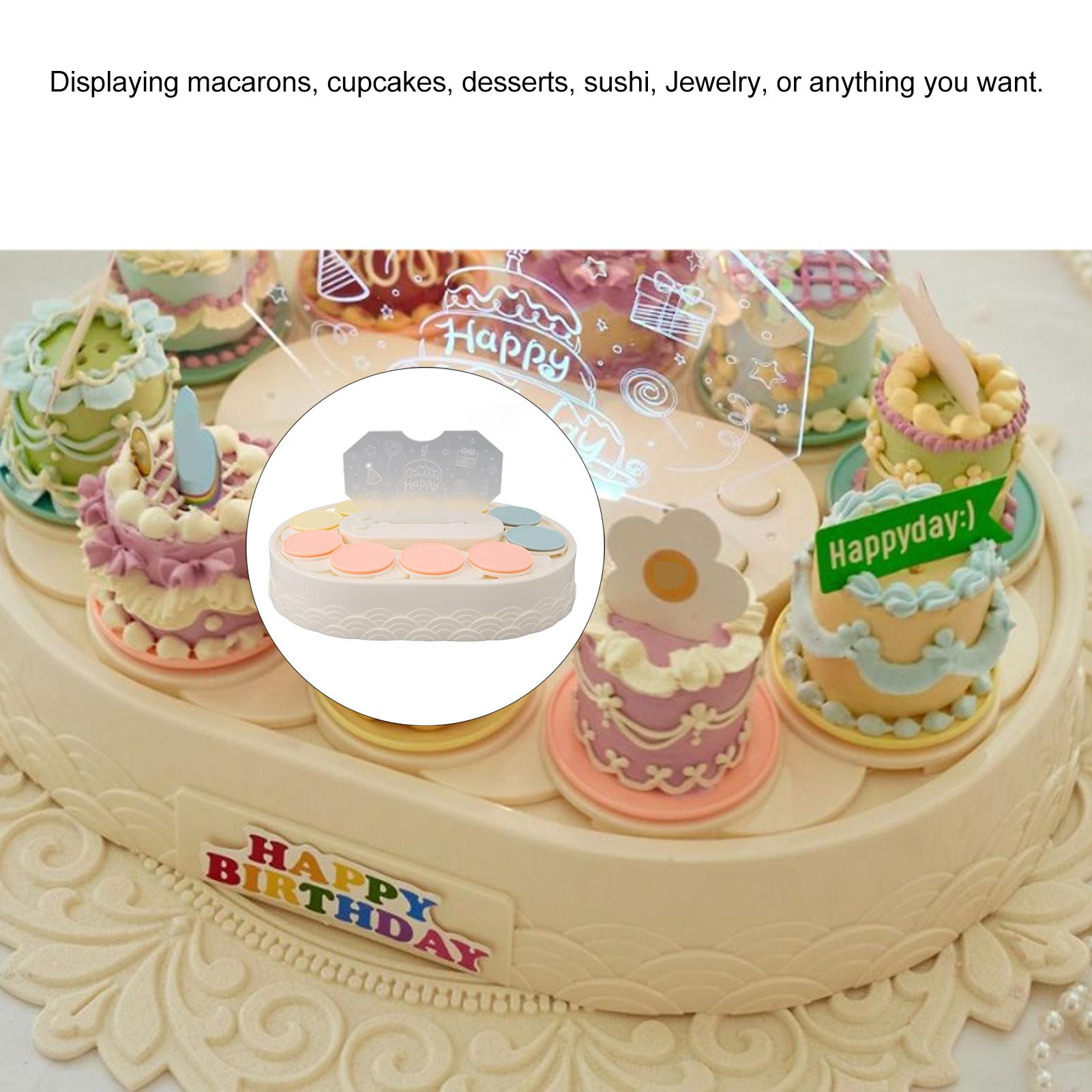 

Turntable Cupcake Display Stand with Music LED Automatic Rotating Plates with Serving Trays Cupcake Holder for Birthday