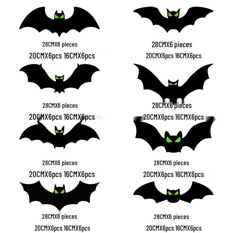 3D Luminous Bat Halloween Wall Decals - Spooky Atmosphere Decoration Stickers