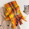 100 Wool Scarves Women's New Atmosphere Autumn and Winter Versatile Black and White Plaid Cashmere Scarf