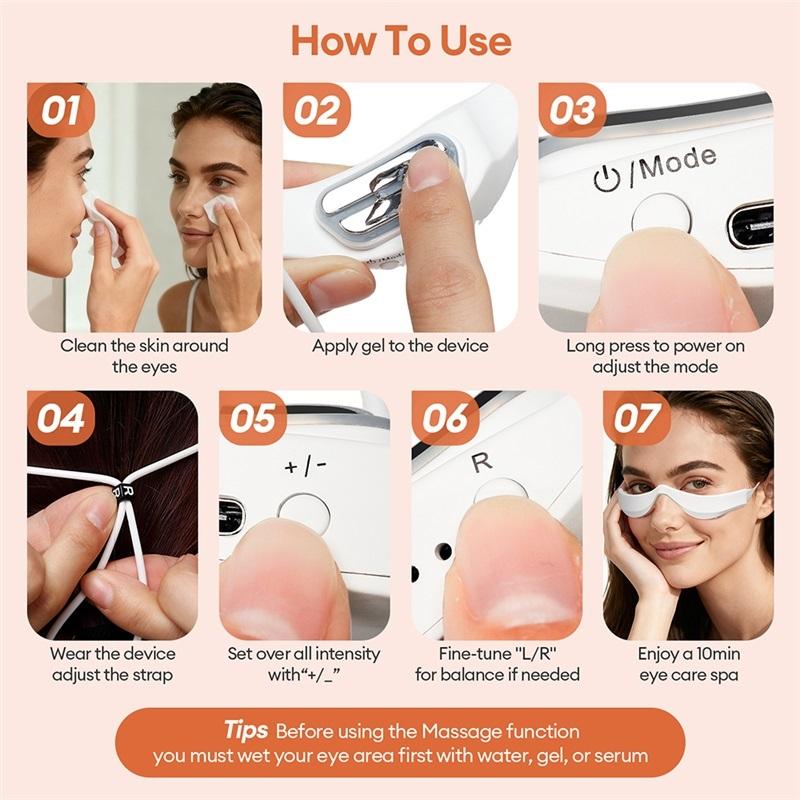 New 3D Eyes Massager Electric Eye Massage Glasses EMS Red Light Eye Care Lighten Dark Circles Eye Relax Massager