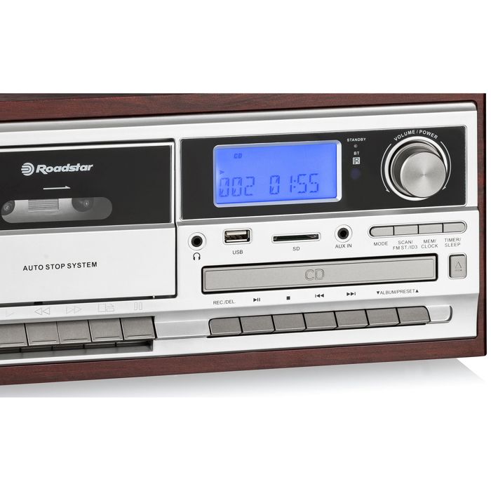 Platine Vinyle - ROADSTAR - HIF-8892EBT - Bois - Bluetooth - Lecteur CD-MP3