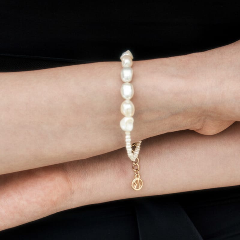 RAWFINED Wave Freshwater Pearl Bracelet
