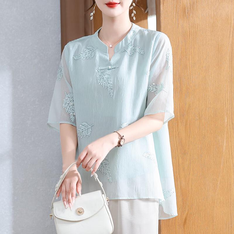 XUEXI Women s 2025 Summer Chiffon Short-Sleeve Top 4XL