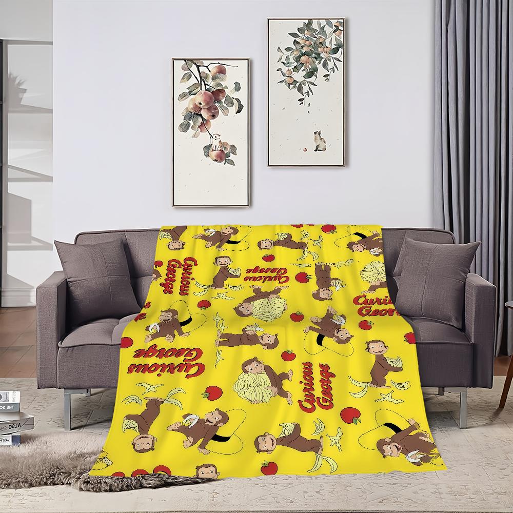 Curious George Blanket For Soft Throw Blanket for Picnic Bed Sofa Home Bedroom Cozy Warm Comfortable
