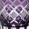 [Taimuro Workshop Official] Edo Kiriko Yarai Nanako Pattern Open-Top Old Fashioned Glass (Purple) TB90425M, in Wooden Box, Made in Japan