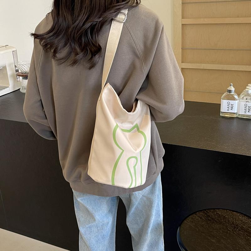 Geantă de umăr pentru femei cu imprimeu pisică Geantă tote de mare capacitate