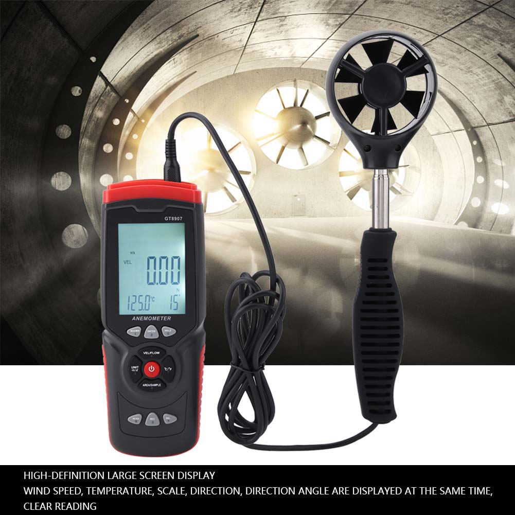 GT8907 Precise Digital USB Anemometer Multifunction Wind Speed Temperature Air Flow Tester