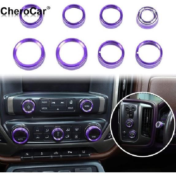 8X Purple Console Radio AC/Air Condition Switch Trim for Chevy Silverado 2014-18