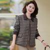 Ronghua Damen karierte Kurzjacke mit Revers
