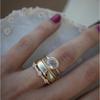 Composite Ring Set of Four Pieces with Golden-set Zirconia. Simple and Unique Women's Style Ring.