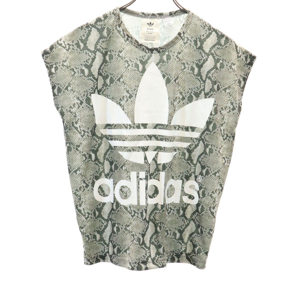 

HYKE x Adidas collaboration Python Pattern Trefoil Logo Short sleeve T-shirt Women Used