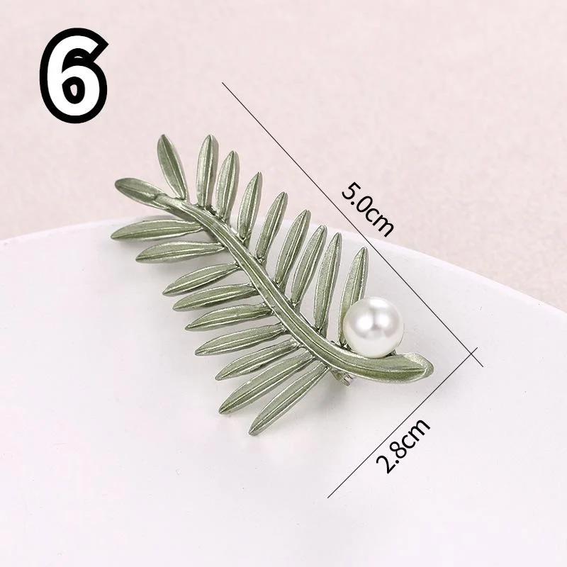 Vintage Plant Leaf Brooches For Women Retro Green Leaves Pearl Ginkgo Brooch Pin Corsage Classic Party Jewelry Accessories