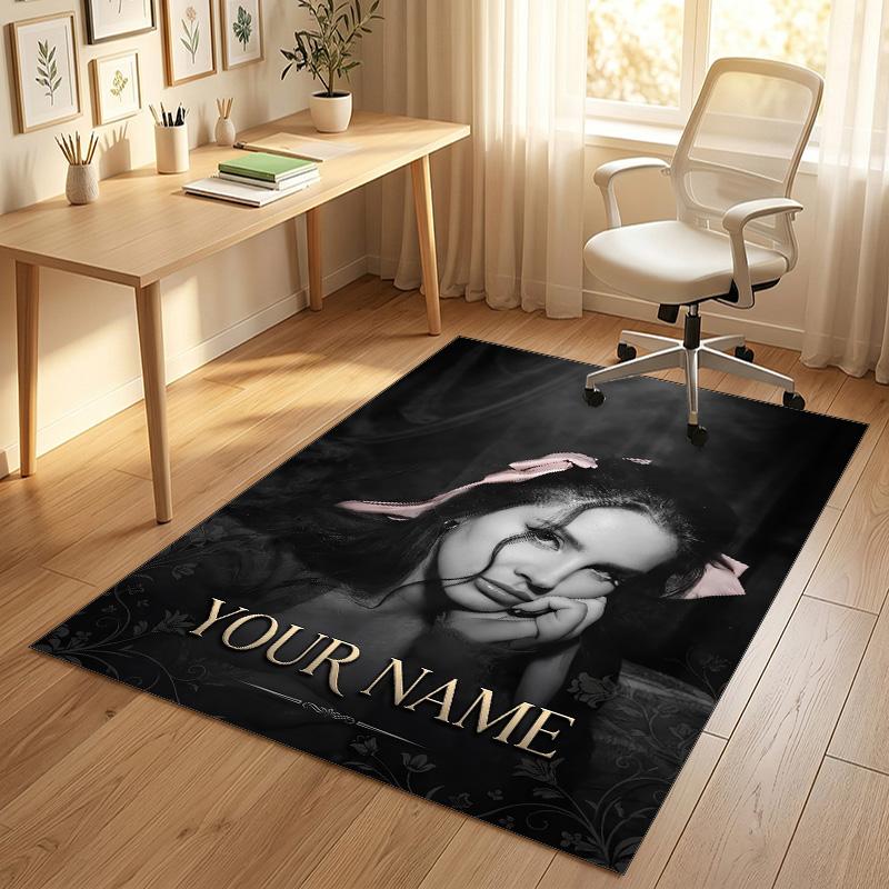 Personalized Crystal Velvet Carpet,Lana Del Rey Custom Printed Name, Plush Area Rug For Home Indoor Decor