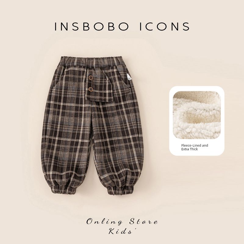 Insbobo Girls  Pants Boys  Plaid Pants 2025 Autumn New Boys  Jogger Pants Children s Long Pants Kage 120 cm