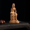 Hanro Art Maitreya Bodhisattva Statue in a Pensive Wood Buddhist Altar Hinoki Natural Wood Color H x W x 7cm Wood Carving, Position, Carving,