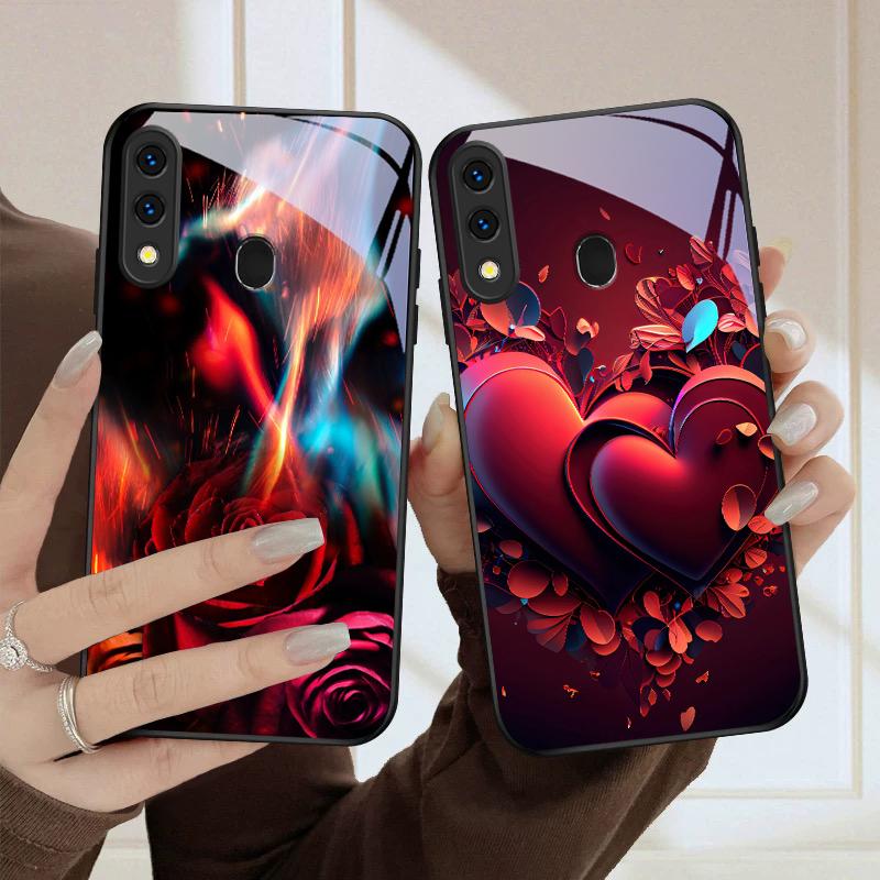 Brilliant Flame Rose For Samsung Galaxy A20 A20s 21s A22 A23 A24 A25 A26 A42 A90 A50 A55 52s A56 A70 A71 72 glass phone case