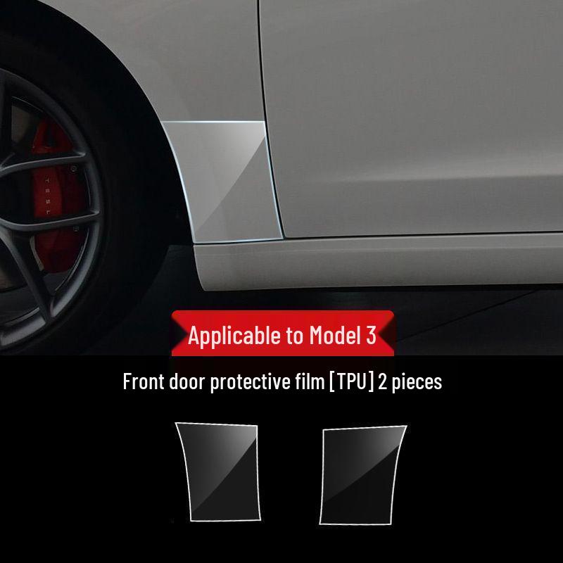 Model Y3 Car Door Corner Tint & Side Skirt TPU Anti-Scratch Film for Paint Protection.
