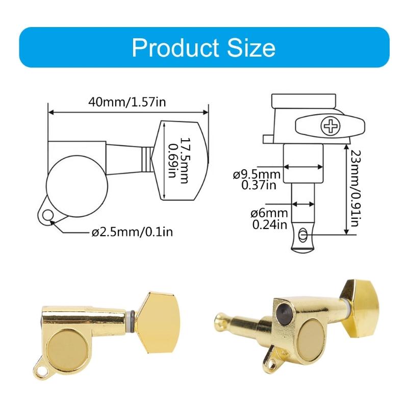 6Pcs 6 Inline Sealed Guitar Tunings Pegs Machine Head String Tuners Tunings Key Replacement Acoustics Guitar Tuner