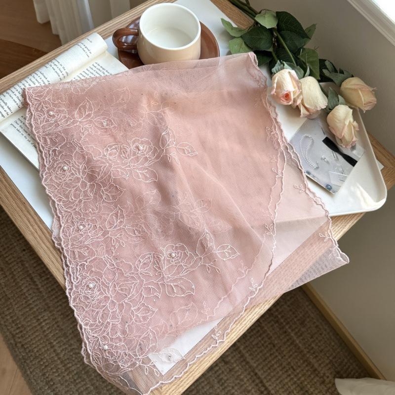 

Многофункциональный длинный платок из марли, корейская версия, с жемчугом, горячими бриллиантами и кружевом, женский литературный универсальный декоративный шарф на шею 160 38