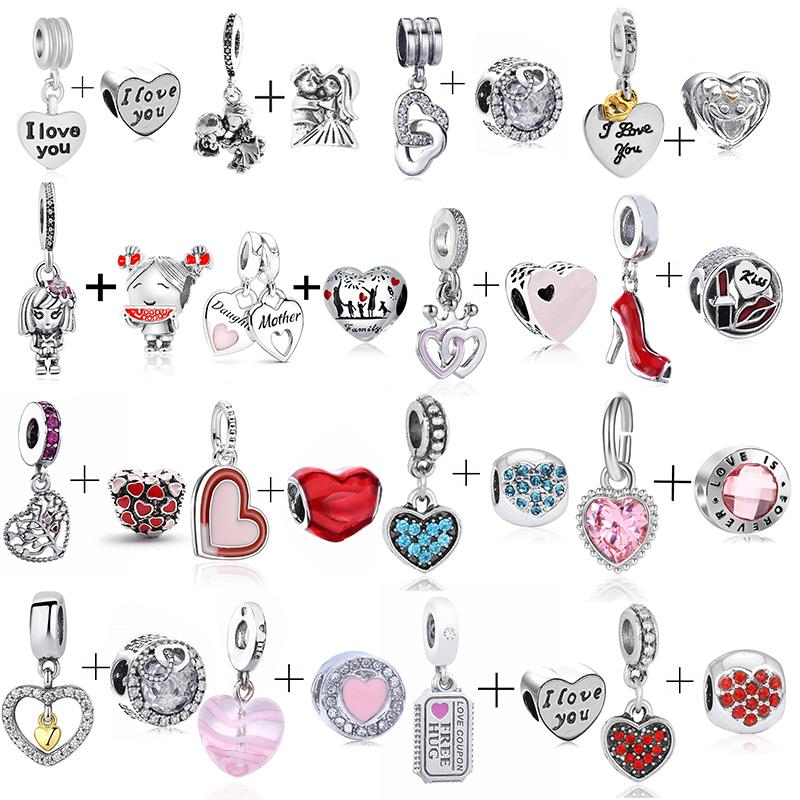 2pcs /Lot New Mom &Dad Charm Beads Fit European Style Brand Bracelets For Women Family Romantic Jewelry Gift Buy 1 Get 1 Free