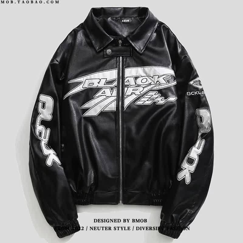 

Шкіряна гоночна куртка Rogue Retro Hip Hop: Модний унісекс осінній стиль мотоцикліста 2XL